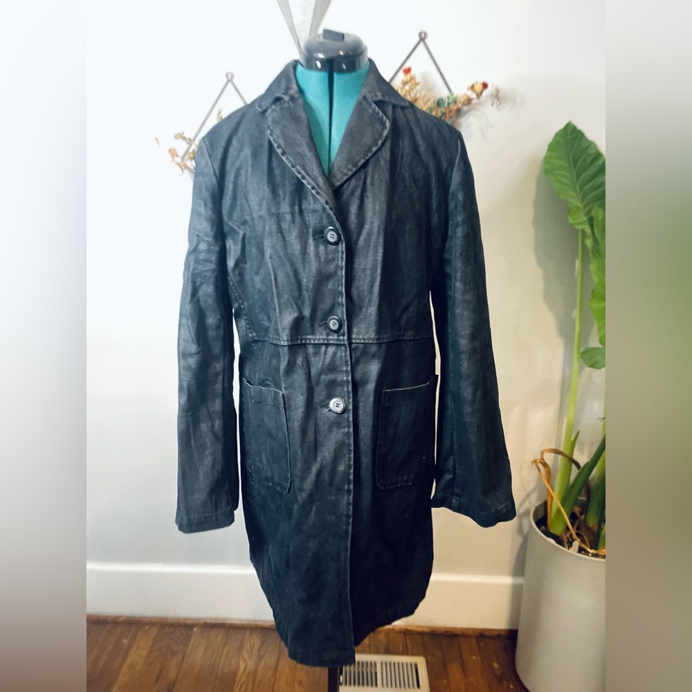 Express Black Denim Trench Coat